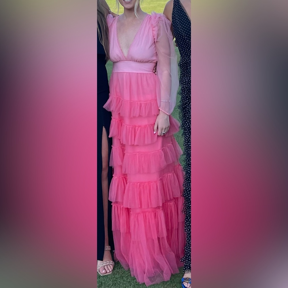 LoveshackFancy Pink Tiered Dress